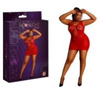 Moonlight Lingerie – Model 08 Lace Fishnet Dress – Plus Size (Red)